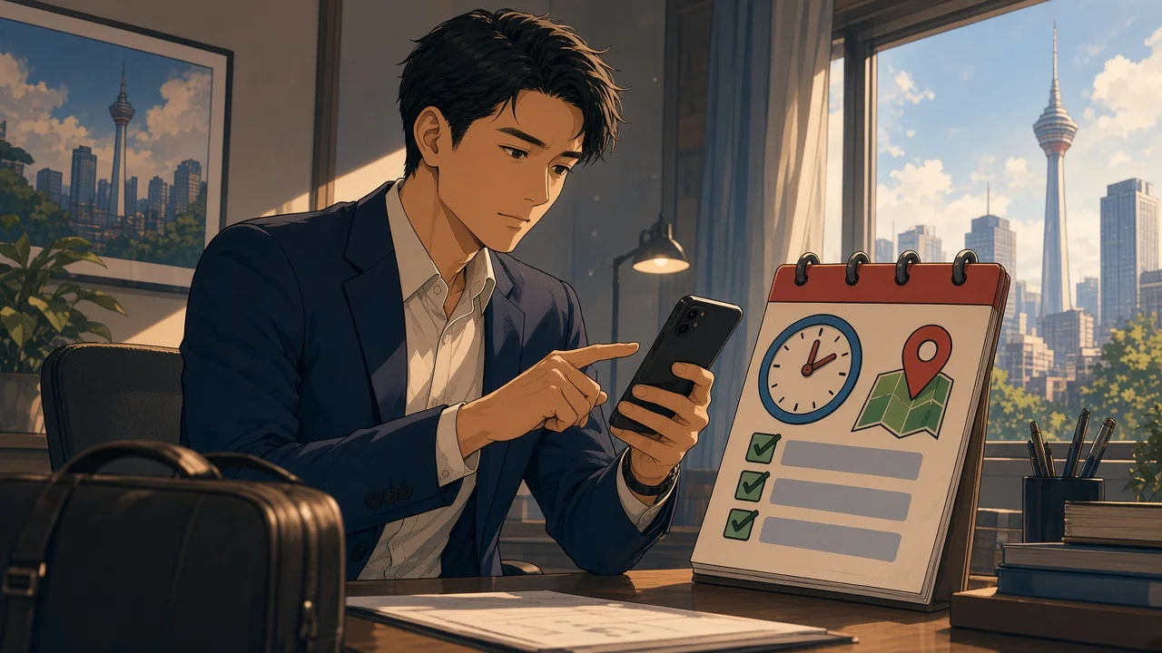 A user reviewing a meeting calendar and brief